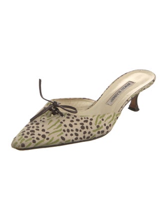 Manolo Blahnik Canvas Animal Print Mules
