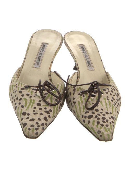 Manolo Blahnik Canvas Animal Print Mules