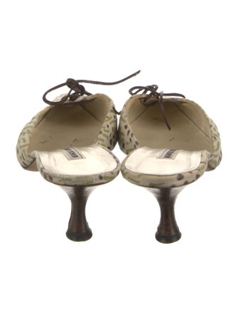 Manolo Blahnik Canvas Animal Print Mules