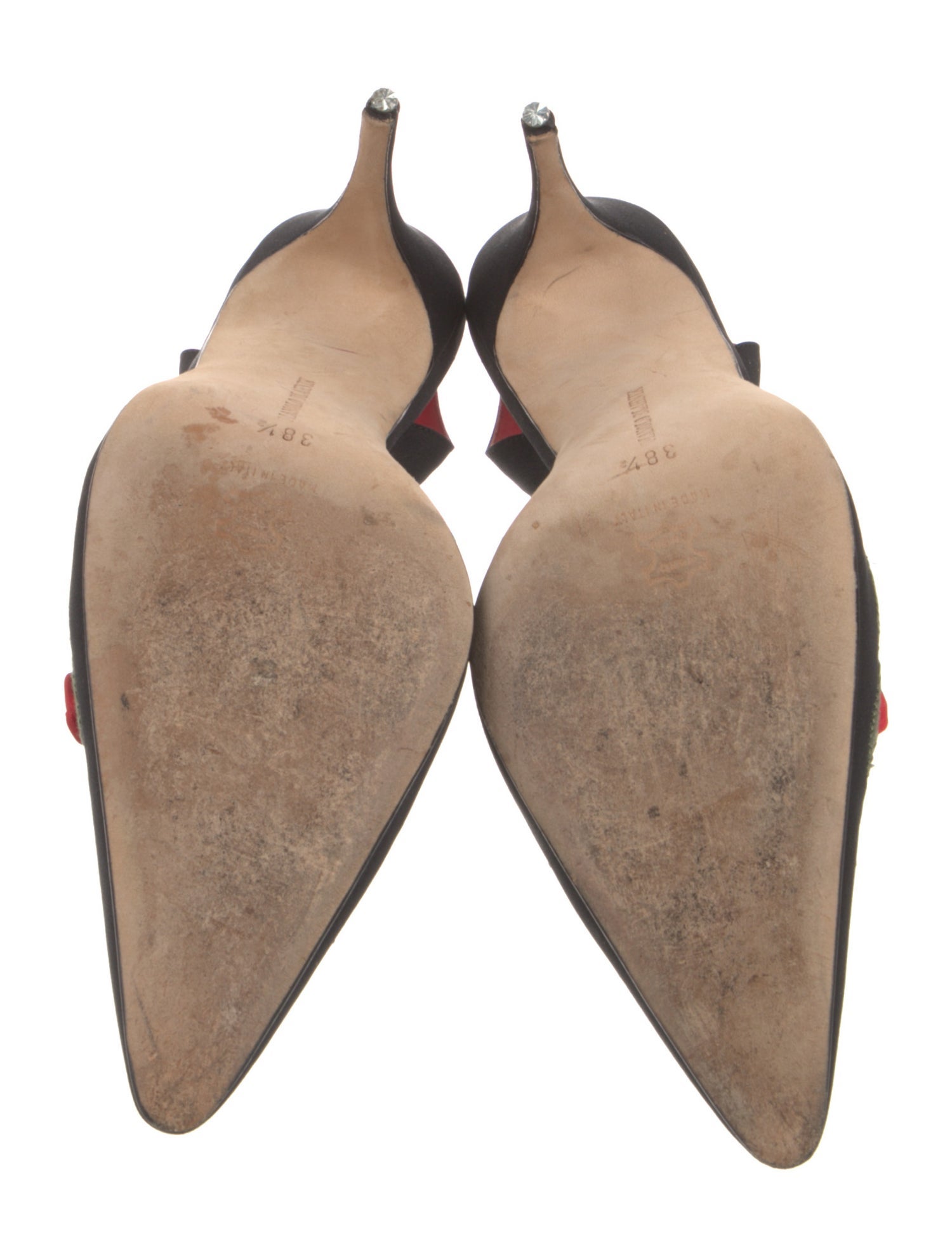 Manolo Blahnik Denim Embroidered Accent Slingback Pumps