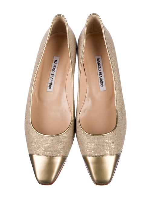 Manolo Blahnik Canvas Colorblock Pattern Ballet Flats