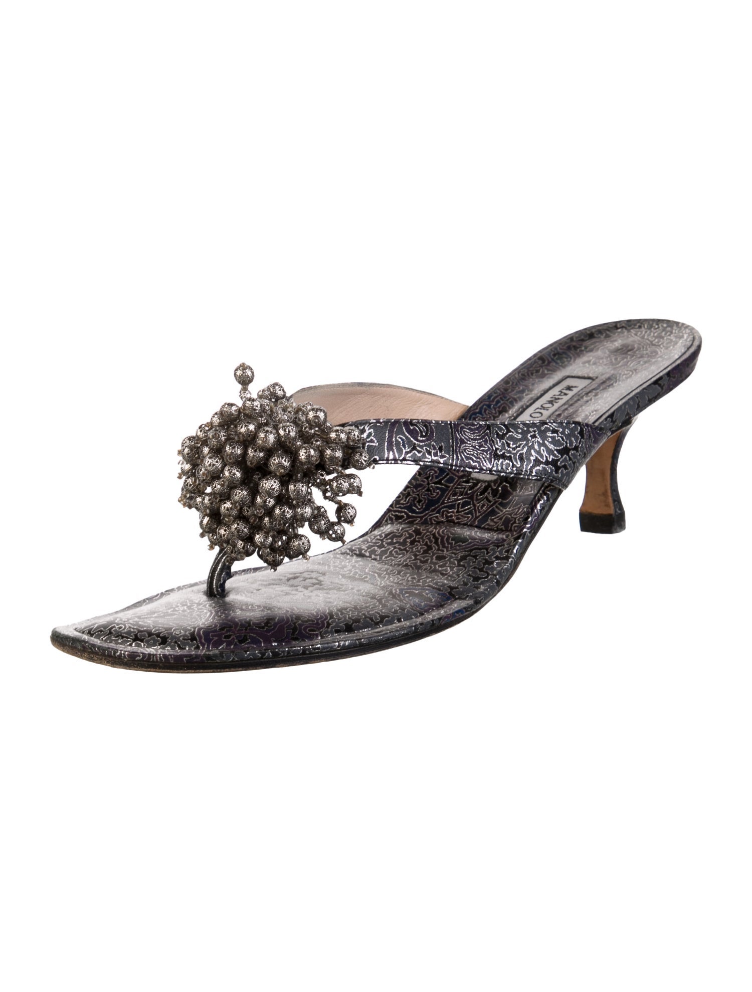 Manolo Blahnik Beaded Accents Slides