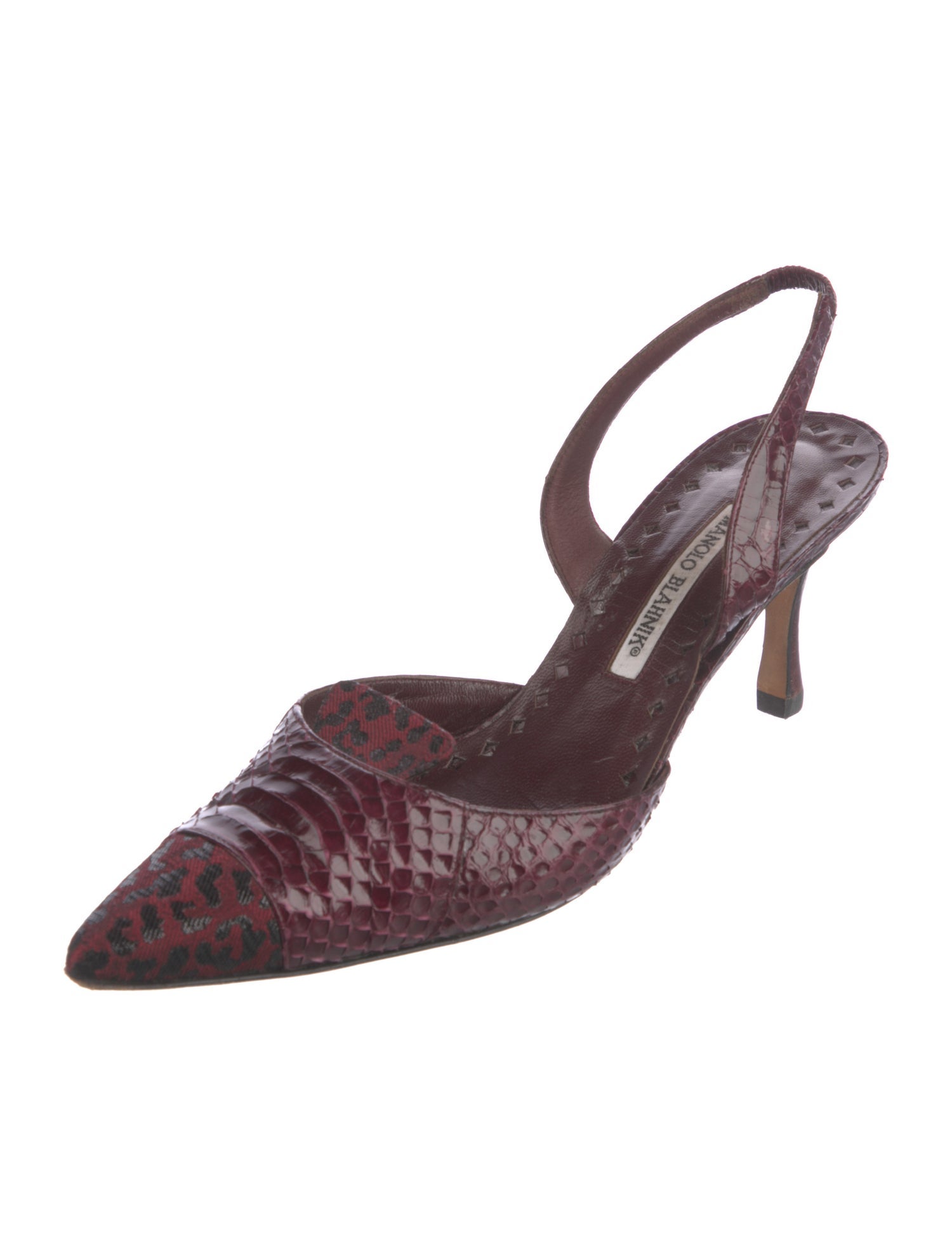 Manolo Blahnik Snakeskin Slingback Pumps