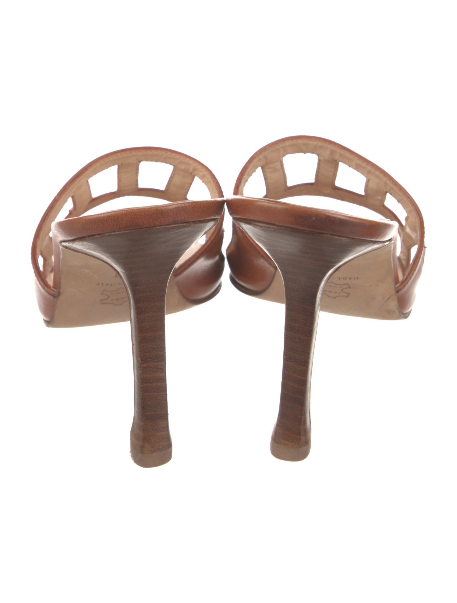 Manolo Blahnik Leather Cutout Accent Slides