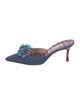Manolo Blahnik Denim Beaded Accents Mules