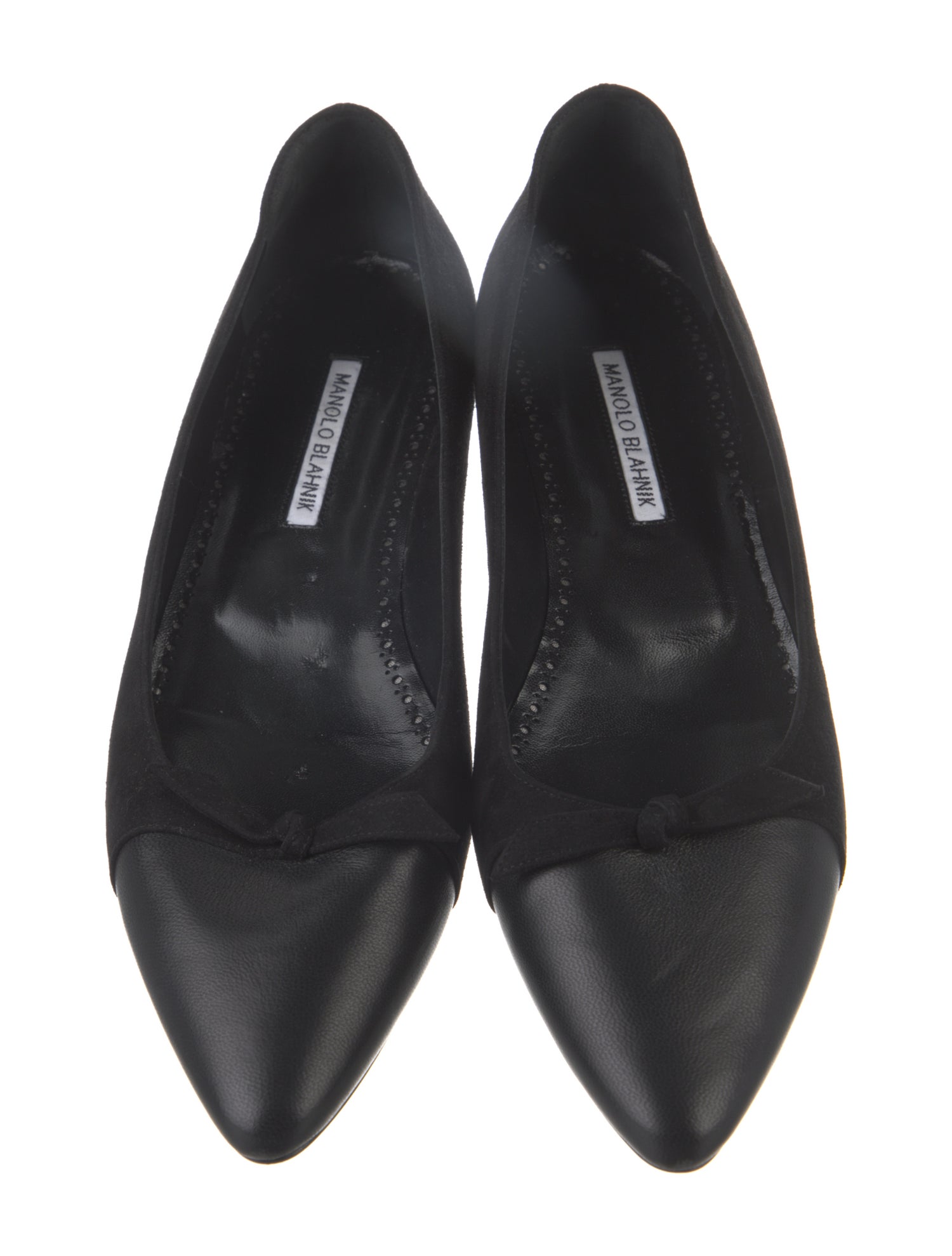 Manolo Blahnik Suede Crystal Embellishments Ballet Flats