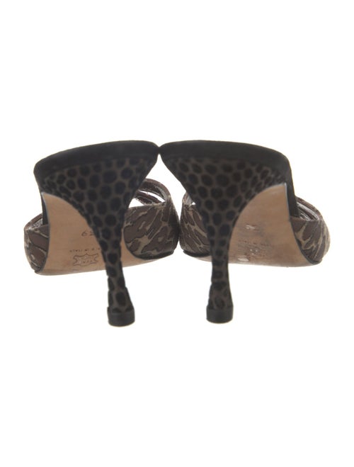 Manolo Blahnik Suede Animal Print Slides