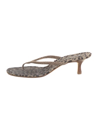 Manolo Blahnik Suede Animal Print Slides