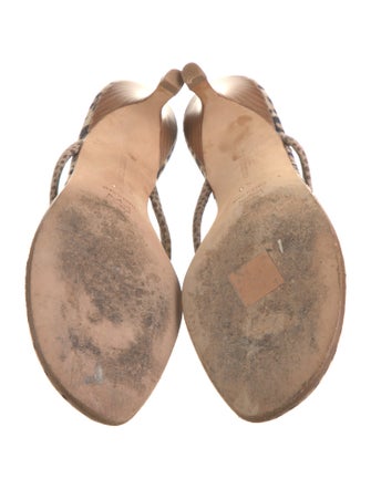 Manolo Blahnik Suede Animal Print Slides