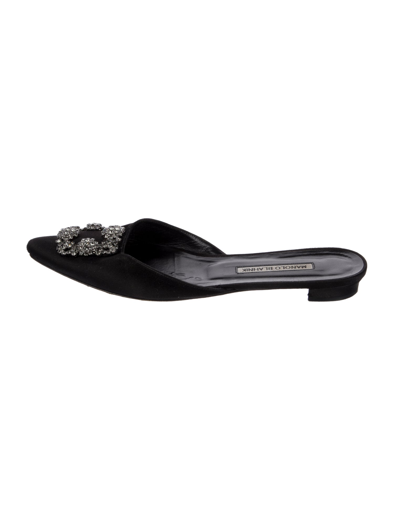 Manolo Blahnik Satin Crystal Embellishments Mules