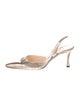 Manolo Blahnik Leather Crystal Embellishments Slingback Pumps