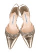 Manolo Blahnik Leather Crystal Embellishments Slingback Pumps