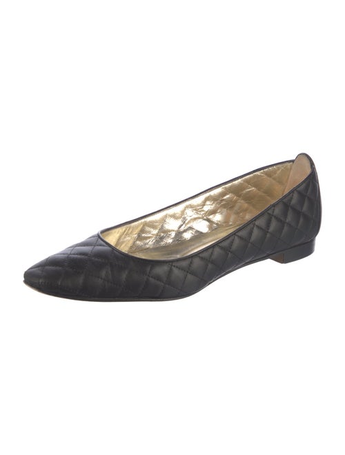 Manolo Blahnik Quilted Pattern Leather Ballet Flats