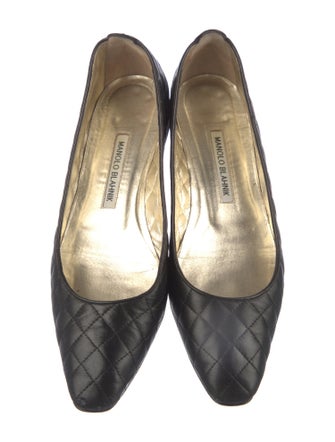 Manolo Blahnik Quilted Pattern Leather Ballet Flats