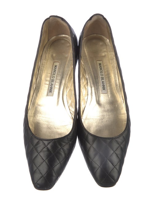 Manolo Blahnik Quilted Pattern Leather Ballet Flats