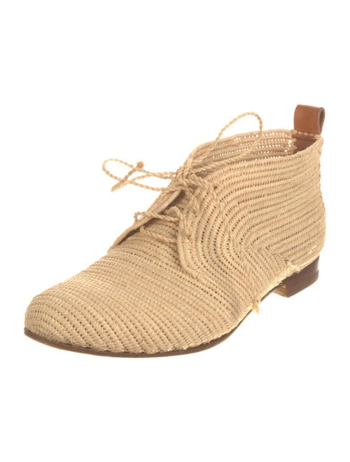 Manolo Blahnik Raffia Lace-Up Boots