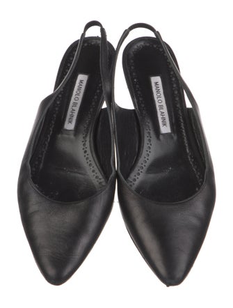 Manolo Blahnik Leather Slingback Flats