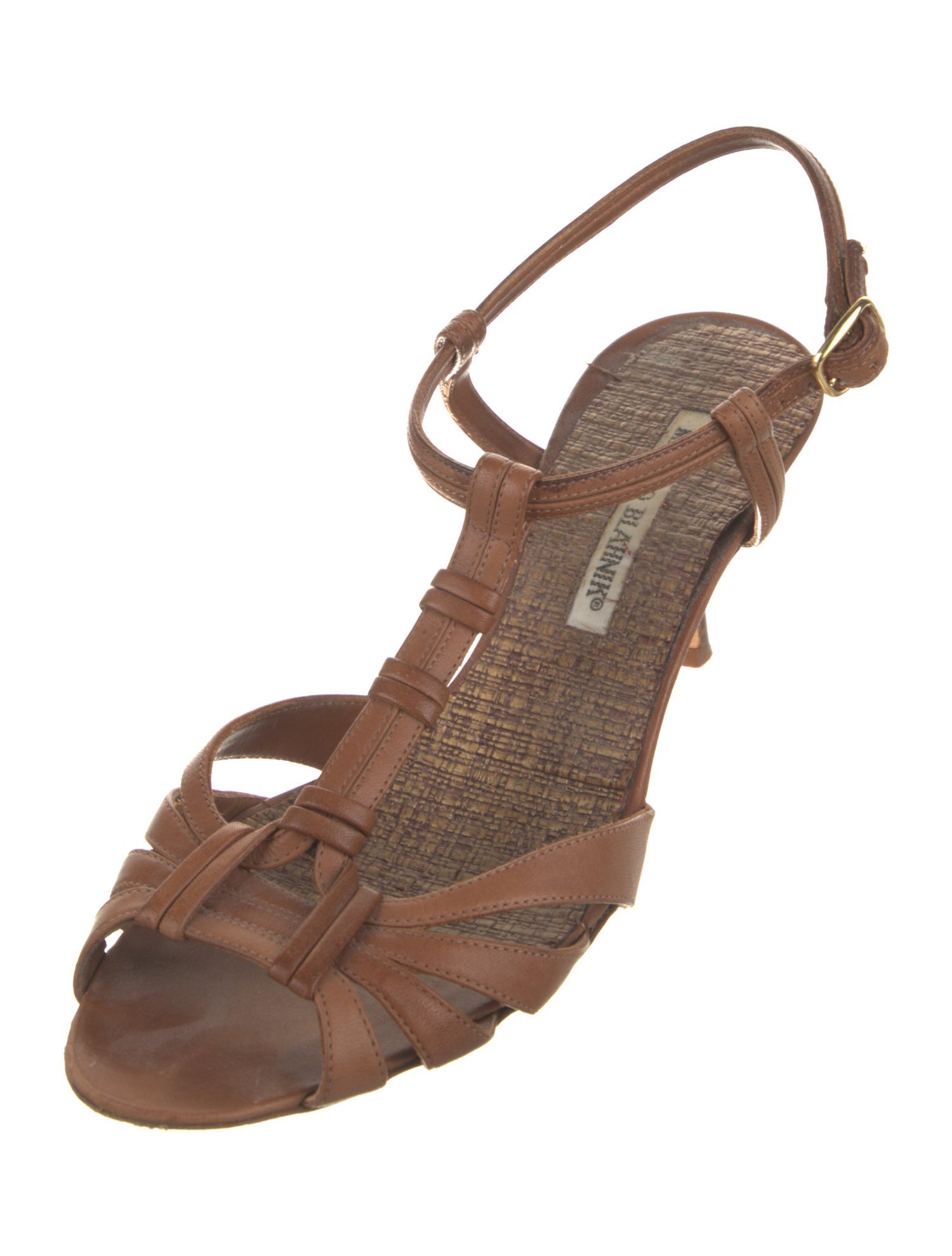 Manolo Blahnik Leather Slingback Sandals