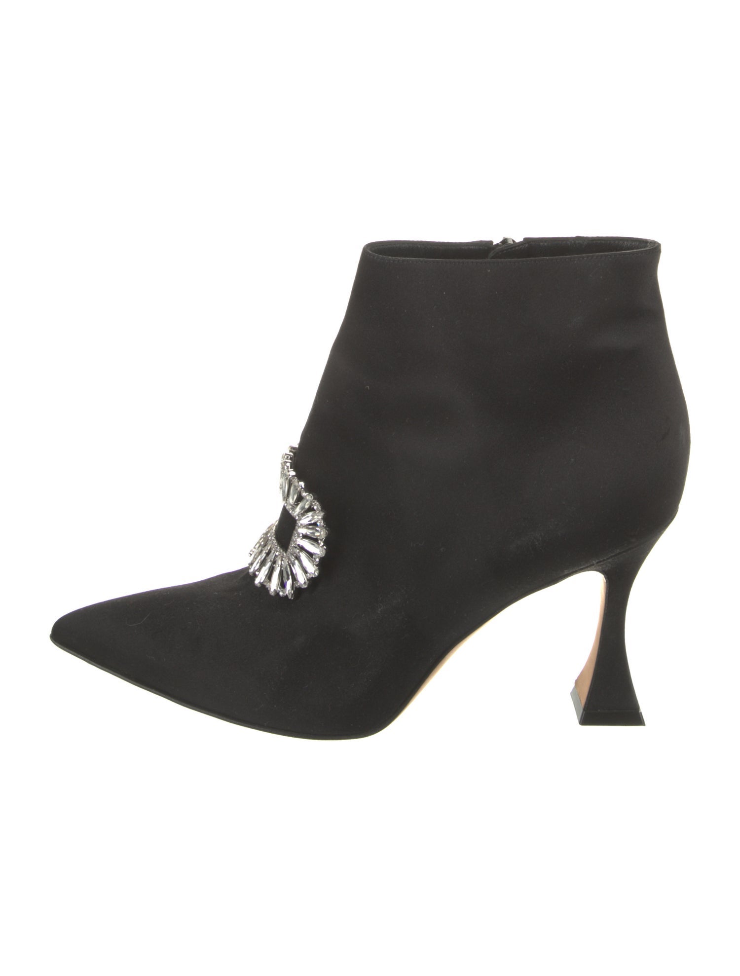 Manolo Blahnik Satin Crystal Embellishments Boots