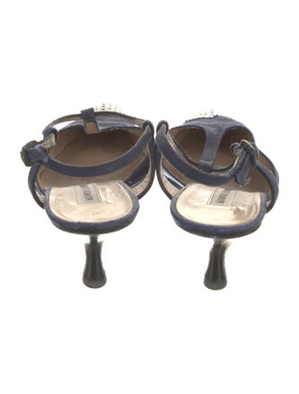 Manolo Blahnik Scalloped Accent T-Strap Pumps