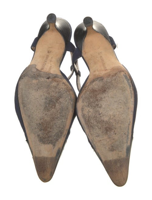 Manolo Blahnik Scalloped Accent T-Strap Pumps