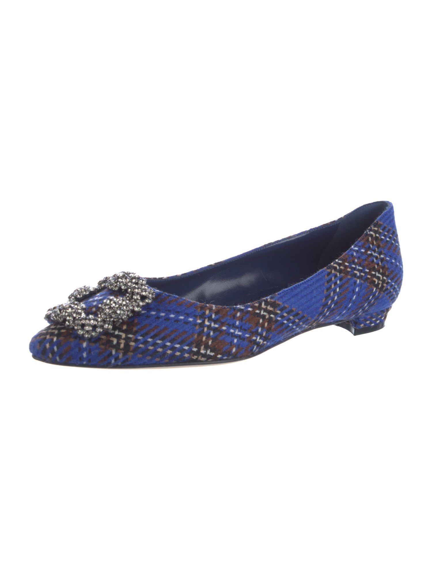 Manolo Blahnik Printed Crystal Embellishments Ballet Flats