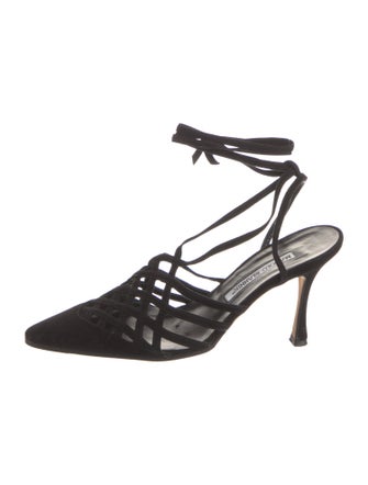Manolo Blahnik Suede Slingback Pumps