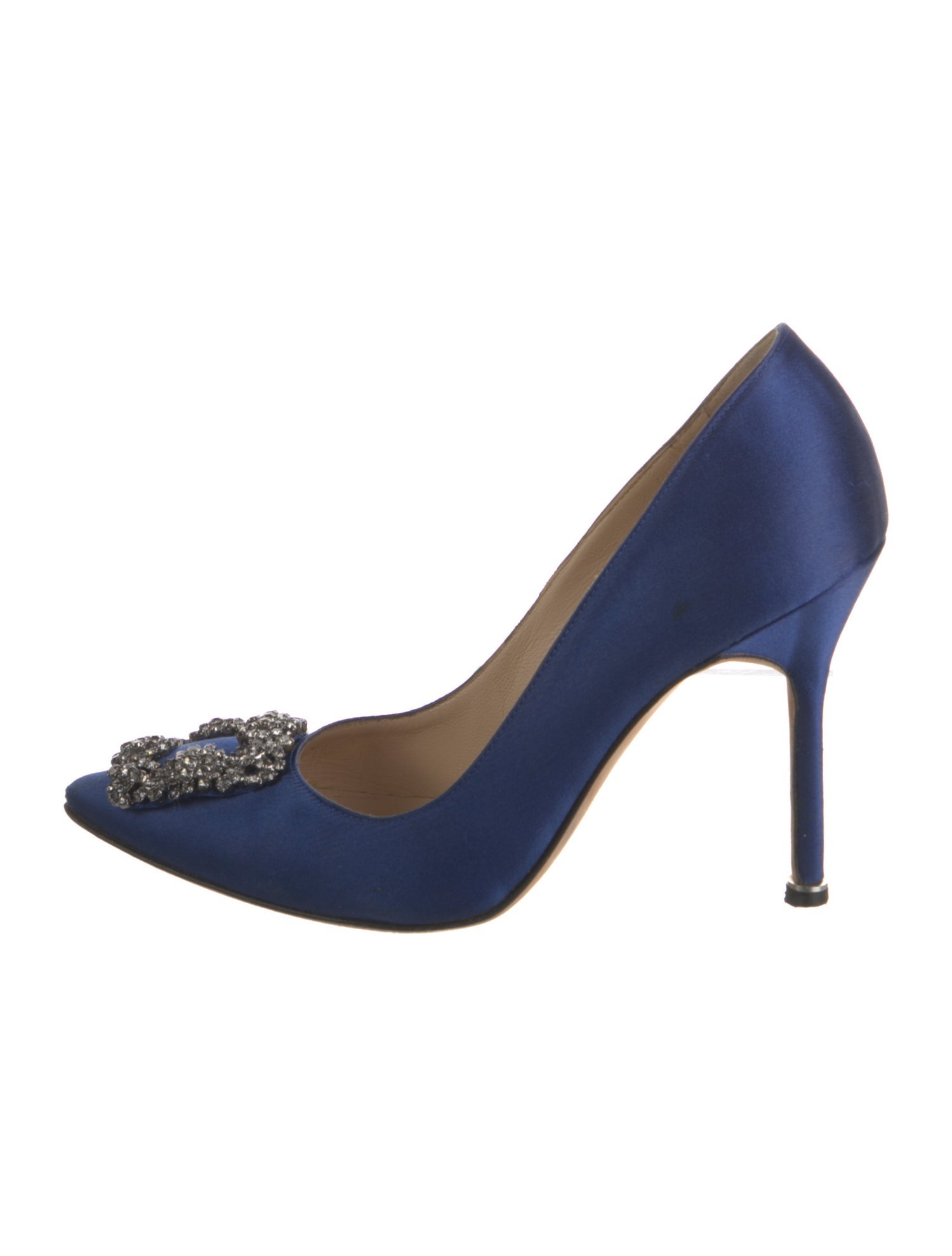 Manolo Blahnik Satin Crystal Embellishments Pumps