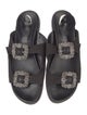 Manolo Blahnik Leather Crystal Embellishments Slides