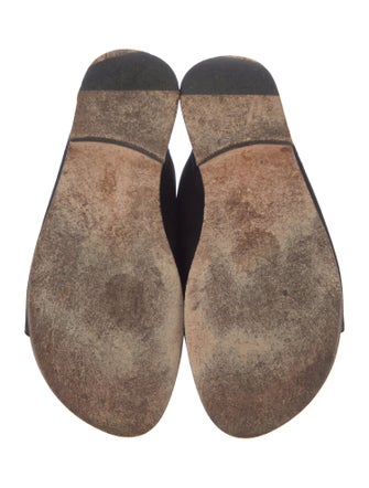 Manolo Blahnik Leather Crystal Embellishments Slides