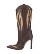 Manolo Blahnik Leather Printed Western Boots