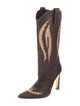 Manolo Blahnik Leather Printed Western Boots