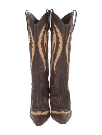 Manolo Blahnik Leather Printed Western Boots