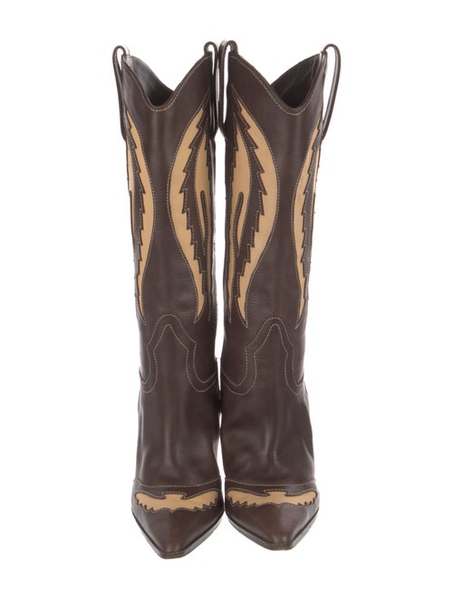 Manolo Blahnik Leather Printed Western Boots