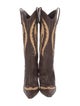Manolo Blahnik Leather Printed Western Boots