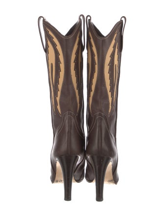 Manolo Blahnik Leather Printed Western Boots