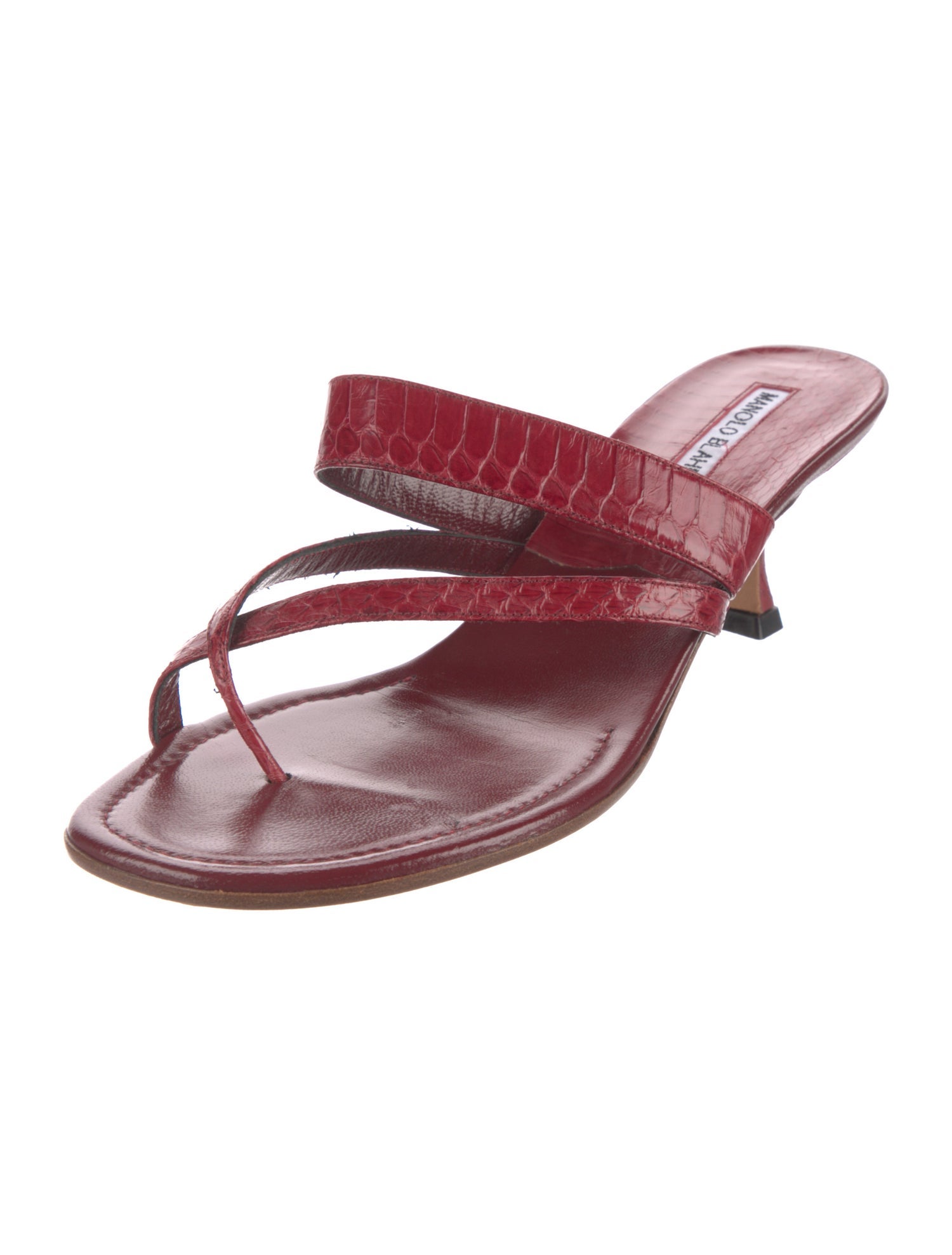 Manolo Blahnik Embossed Leather Slides