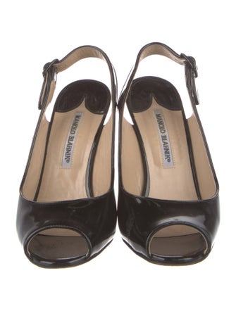 Manolo Blahnik Patent Leather Slingback Sandals