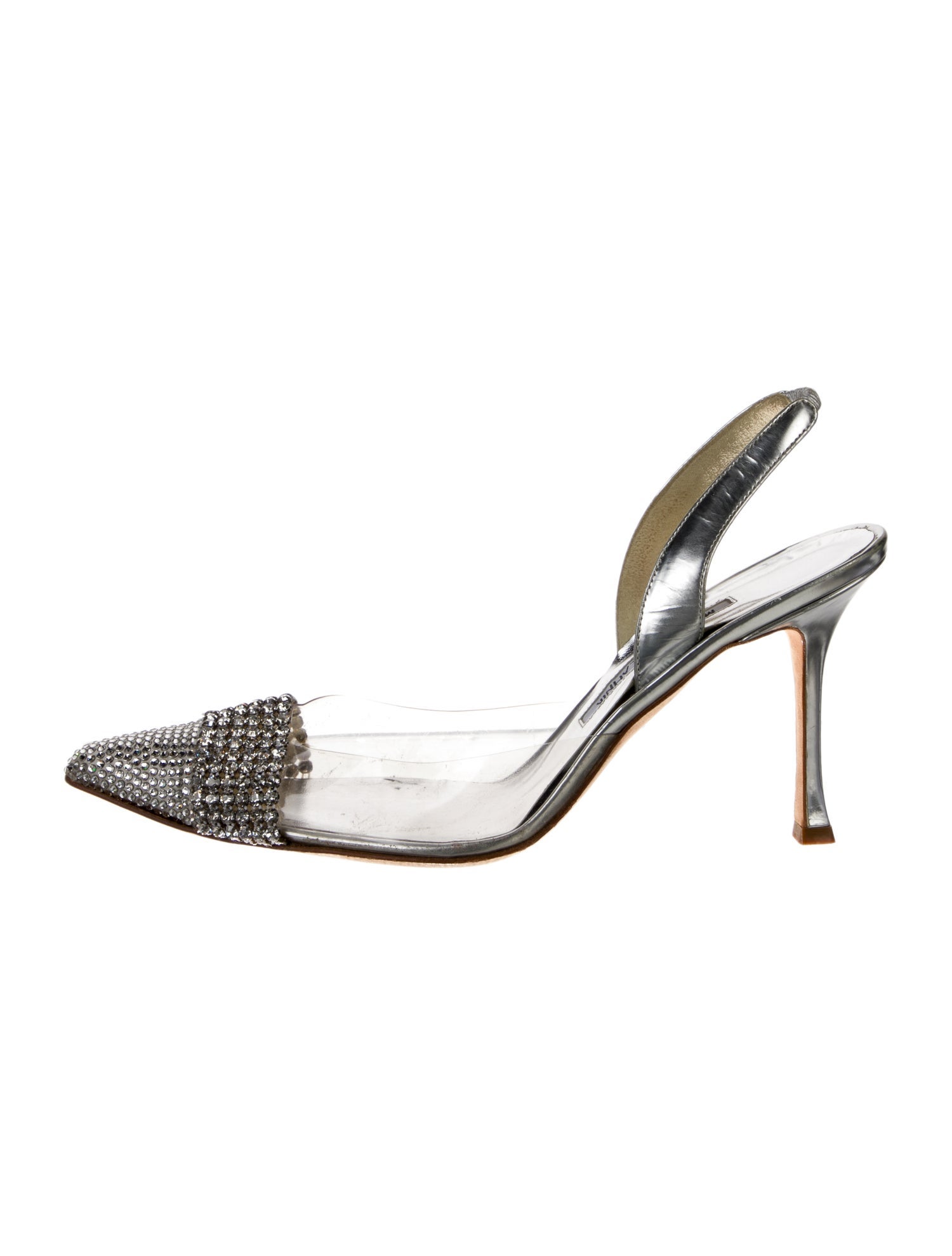 Manolo Blahnik PVC Crystal Embellishments Slingback Pumps