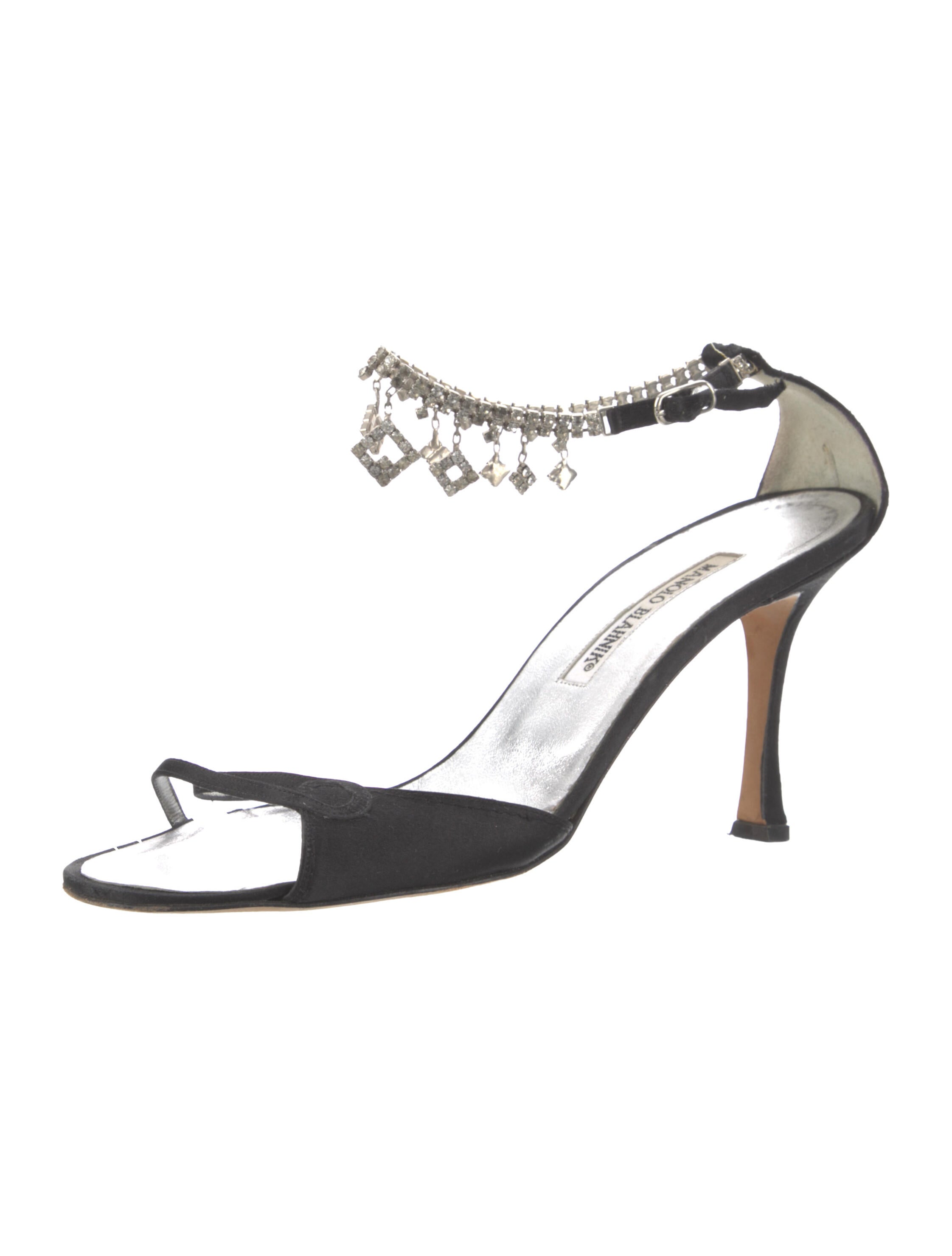Manolo Blahnik Satin Crystal Embellishments Sandals