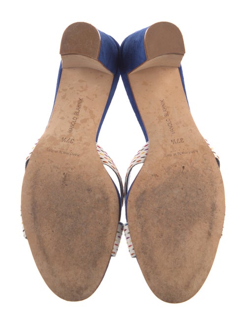 Manolo Blahnik Suede Printed Slides