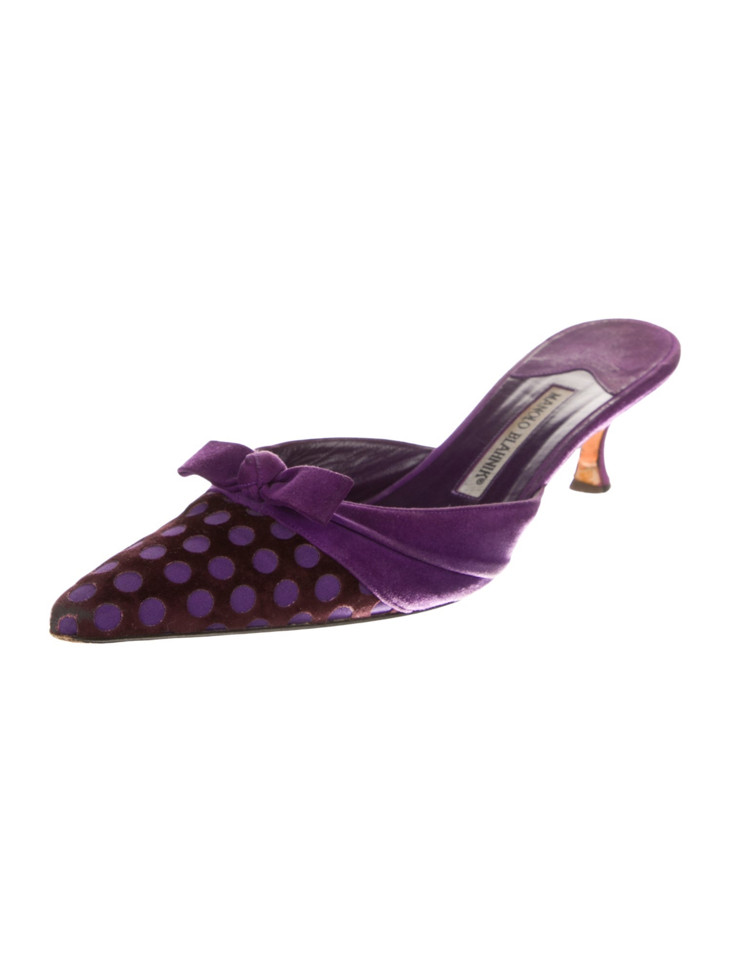 Manolo Blahnik Suede Tweed Pattern Mules