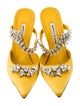Manolo Blahnik Satin Crystal Embellishments Mules