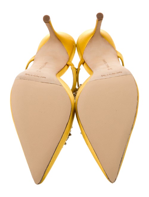 Manolo Blahnik Satin Crystal Embellishments Mules
