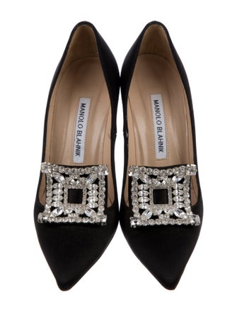 Manolo Blahnik Satin Crystal Embellishments Pumps