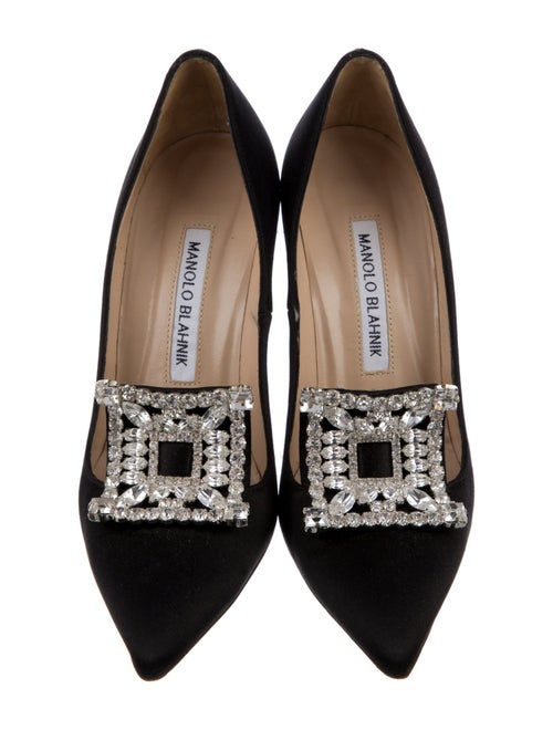 Manolo Blahnik Satin Crystal Embellishments Pumps