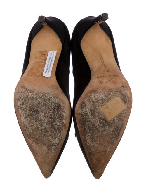 Manolo Blahnik Satin Crystal Embellishments Pumps