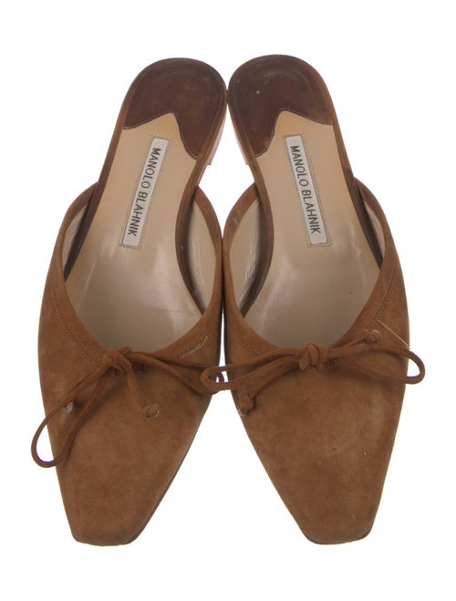 Manolo Blahnik Suede Bow Accents Mules