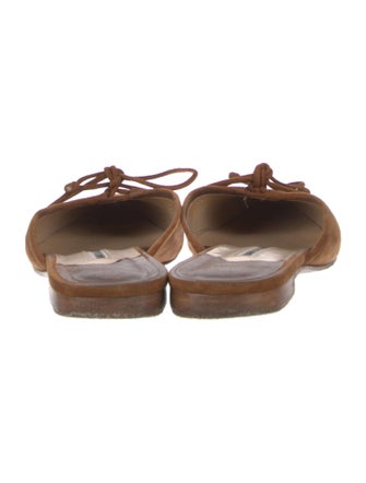 Manolo Blahnik Suede Bow Accents Mules