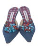 Manolo Blahnik Denim Beaded Accents Mules